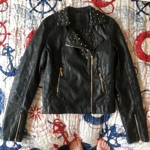 Spiked faux leather jacket